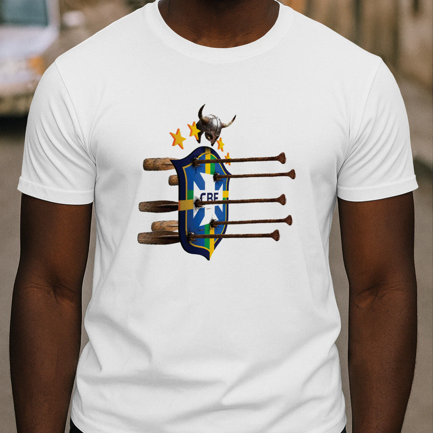 Viking Shield Norway Brazil Crest Football Concept Graphic shirt