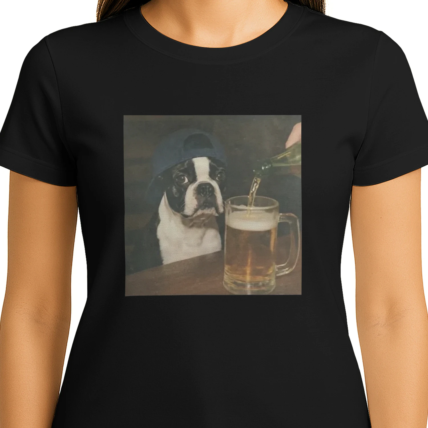 Dylan Crews Boston Terrier Drinking Beer Shirt