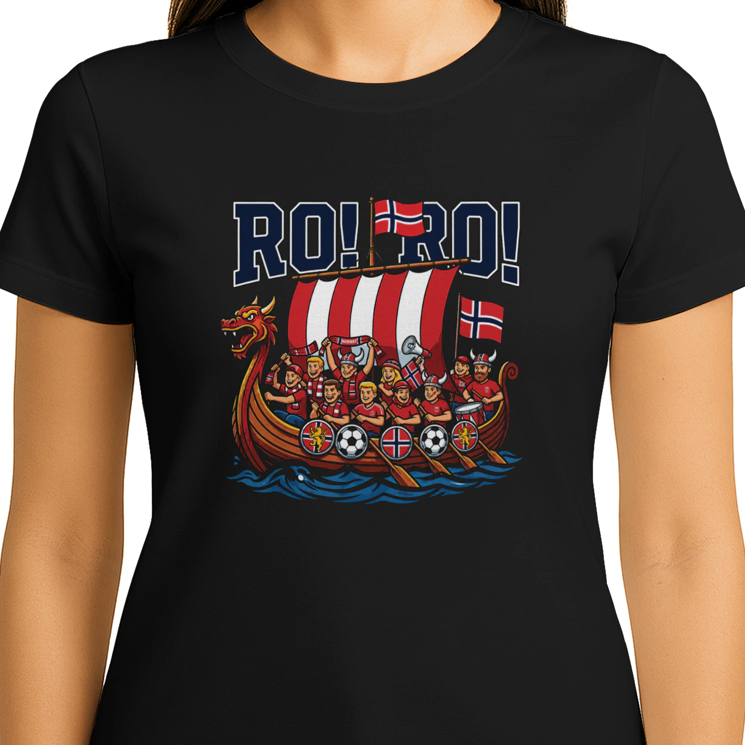 RO RO Norway Viking Ship Soccer Shirt