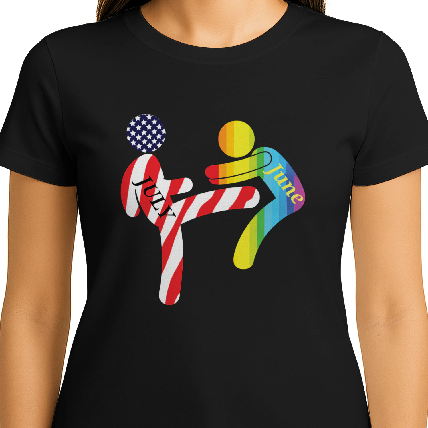 July Independence Kick June Pride Month Shirt