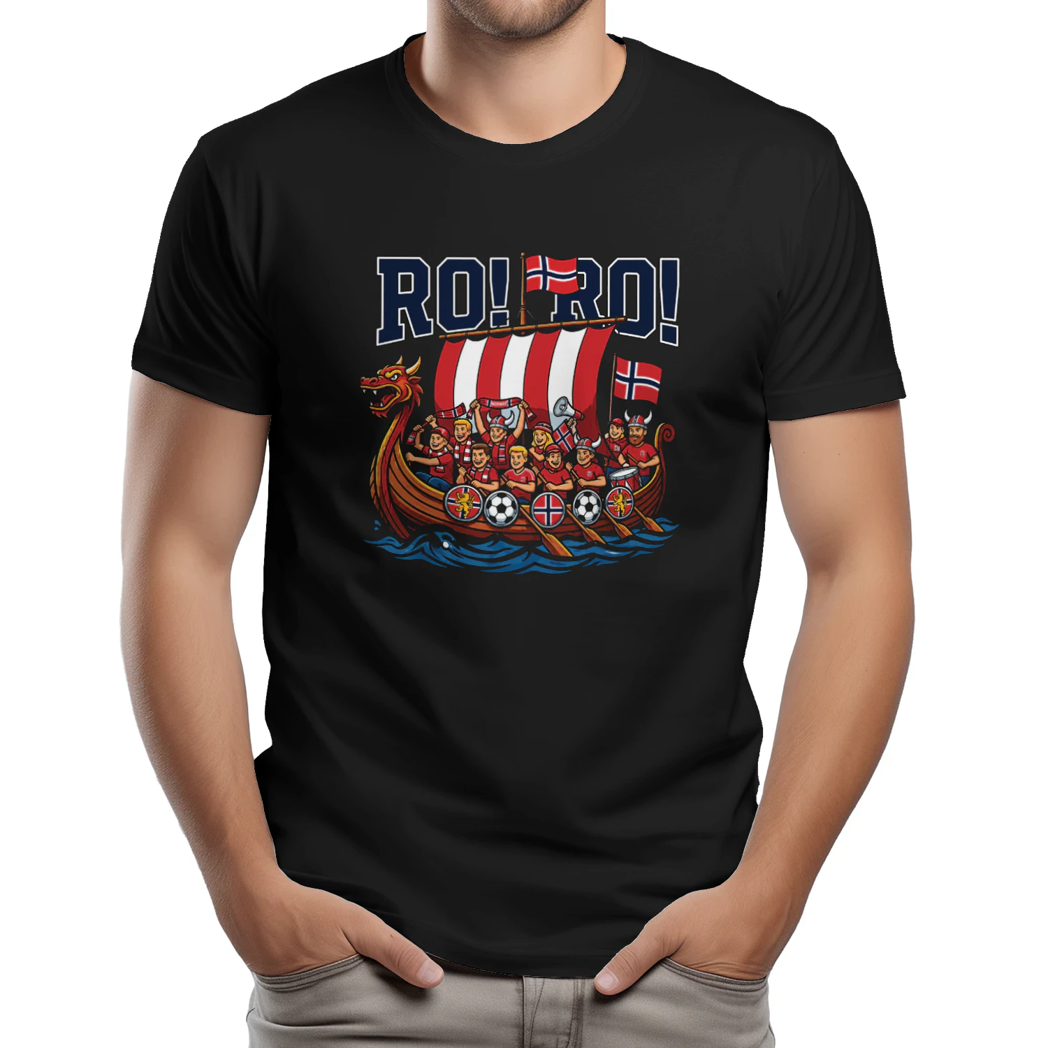 RO RO Norway Viking Ship Soccer Shirt