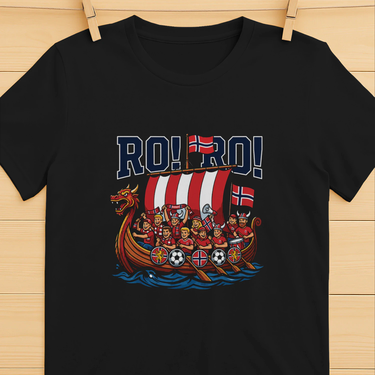 RO RO Norway Viking Ship Soccer Shirt