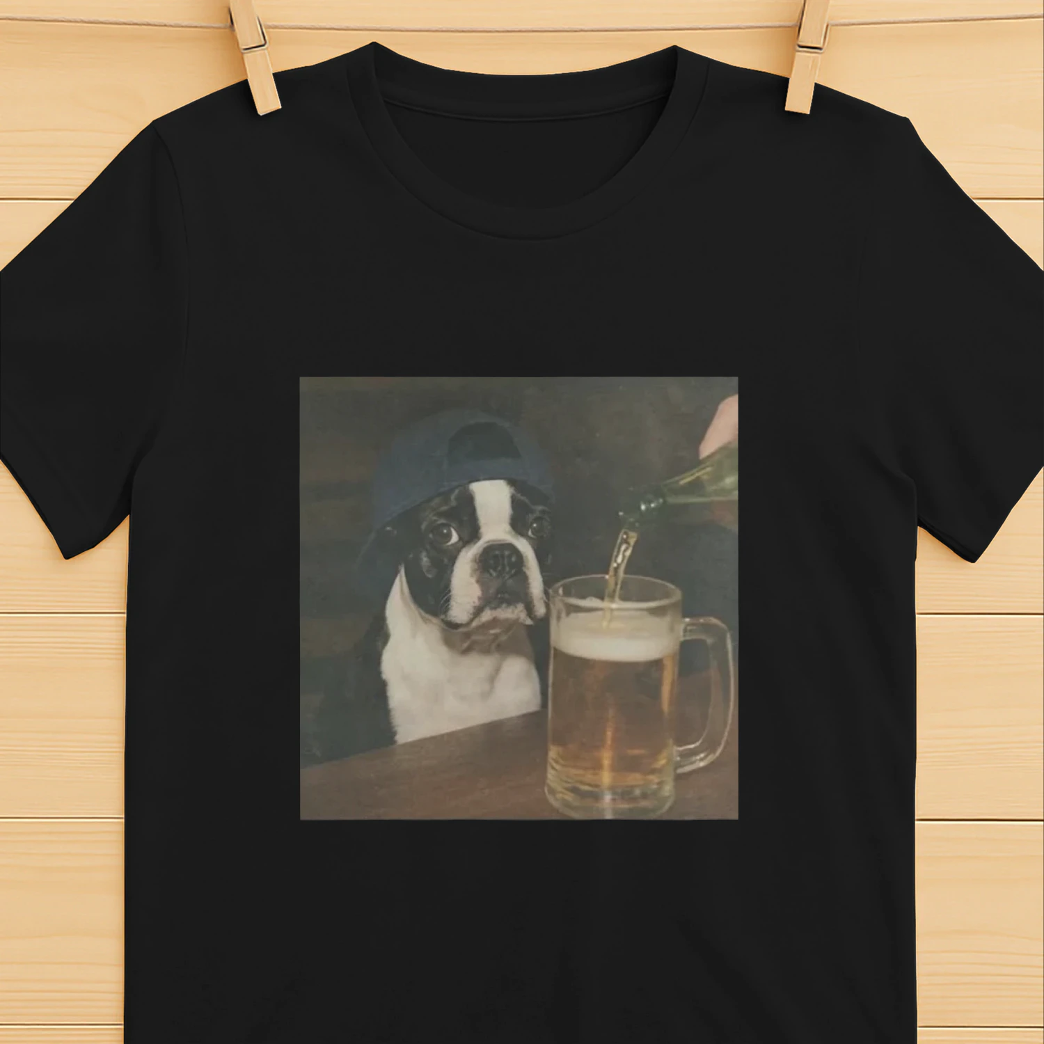 Dylan Crews Boston Terrier Drinking Beer Shirt
