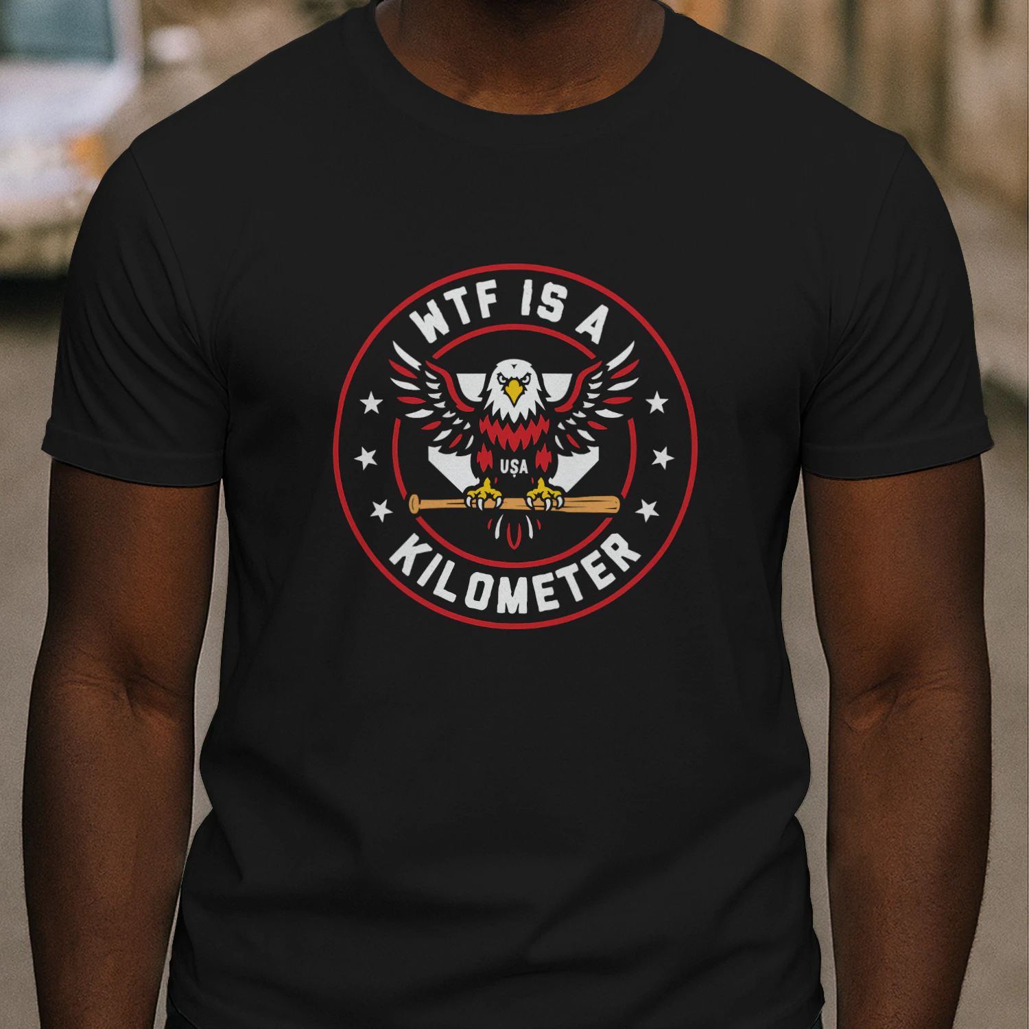 WTF Kilometer Patriotic American Eagle Baseball USA Flag Shirt