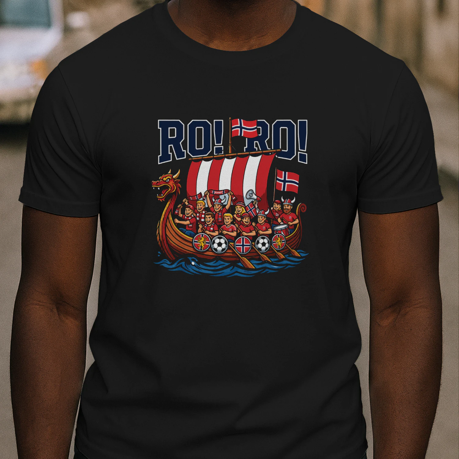 RO RO Norway Viking Ship Soccer Shirt