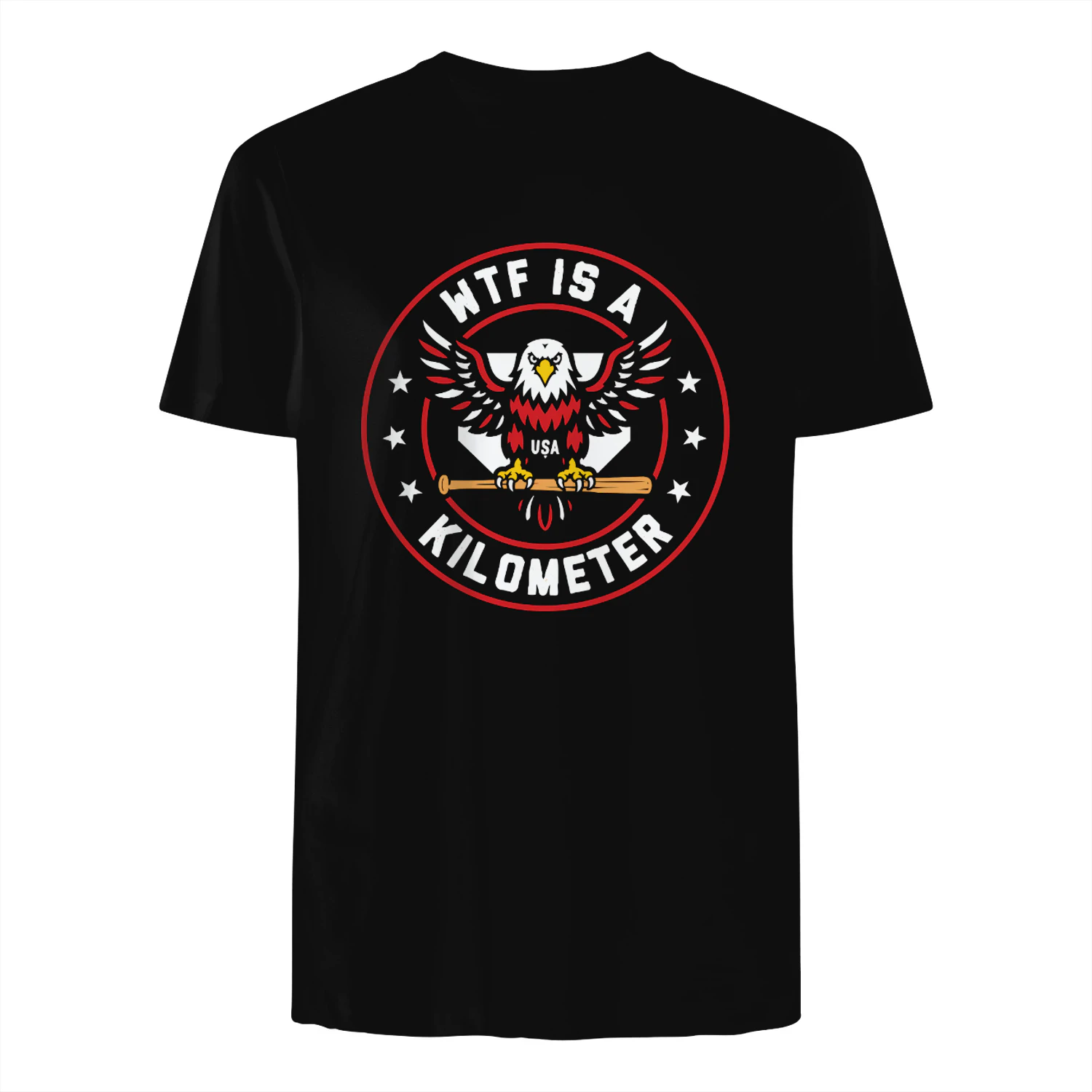 WTF Kilometer Patriotic American Eagle Baseball USA Flag Shirt