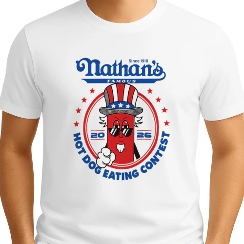 Joey Chestnut Wearing Since 1916 Nathan’s Famous Hot Dog Contest 2026 Shirt