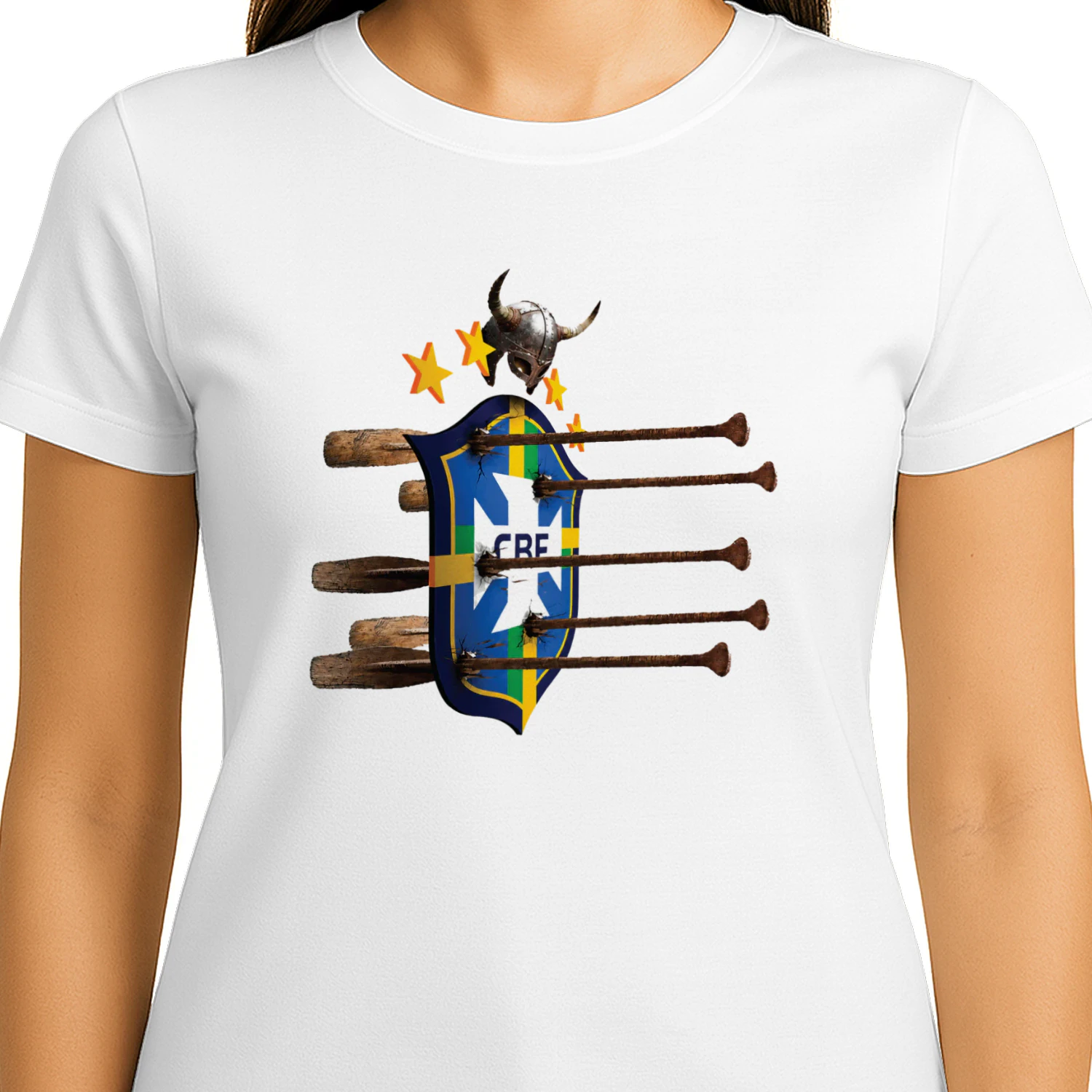 Viking Shield Norway Brazil Crest Football Concept Graphic shirt