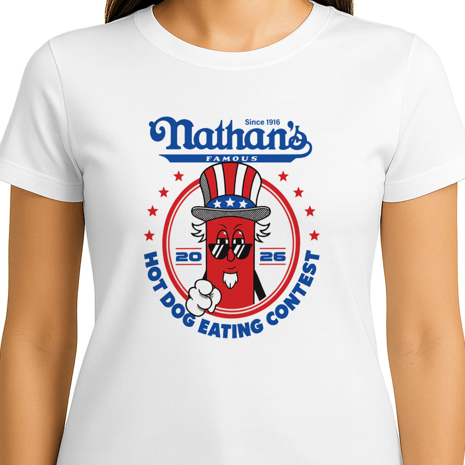 Joey Chestnut Wearing Since 1916 Nathan’s Famous Hot Dog Contest 2026 Shirt