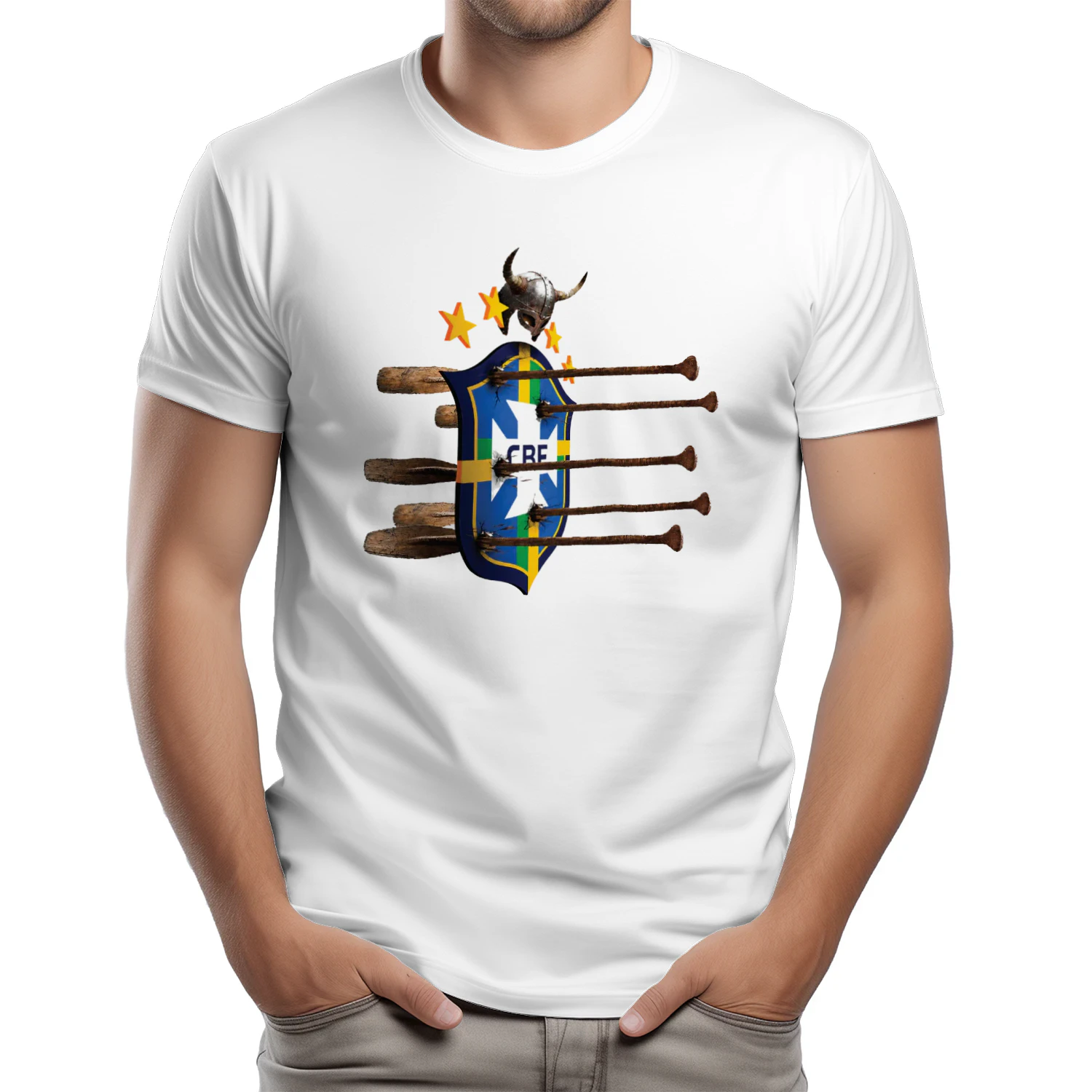 Viking Shield Norway Brazil Crest Football Concept Graphic shirt