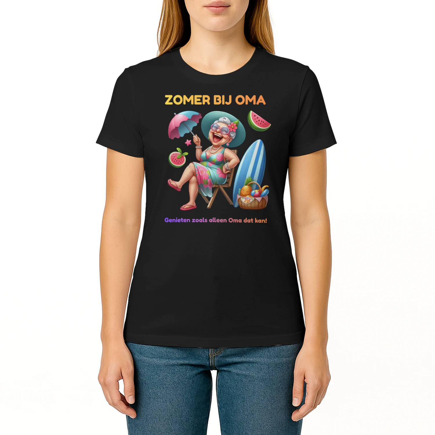 Zomer bij Oma Premium T-Shirt | Grappig Cadeau voor Oma | 100% Katoen
