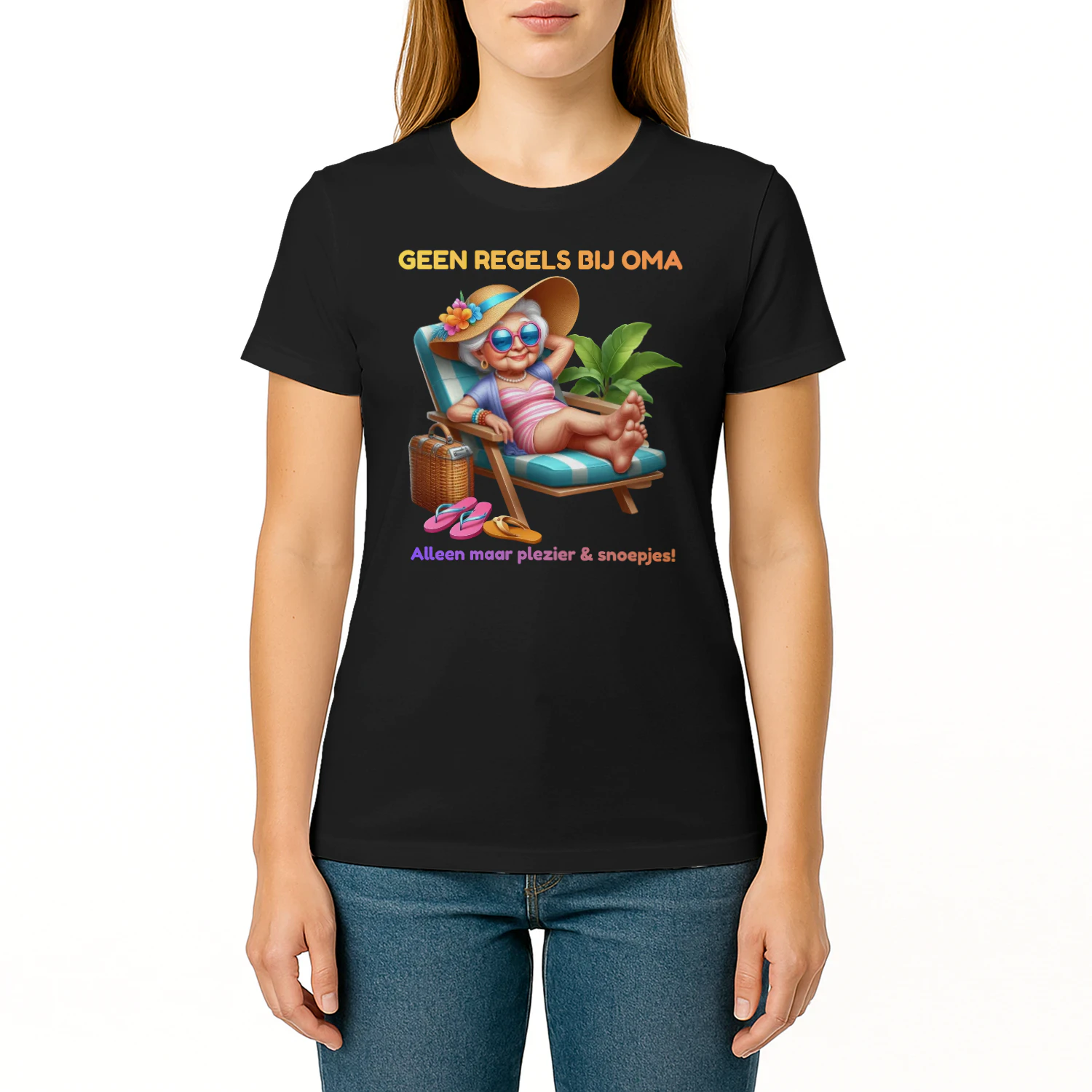 Zomer bij Oma Premium T-Shirt | Grappig Cadeau voor Oma | 100% Katoen