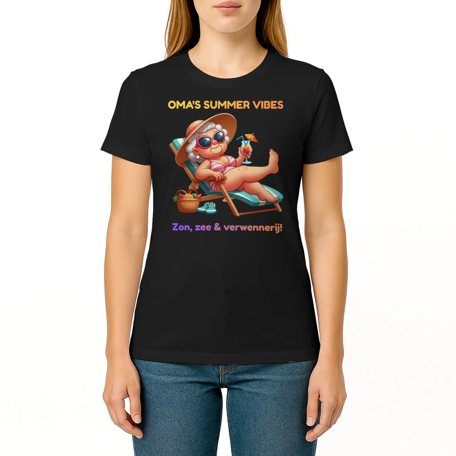 Zomer bij Oma Premium T-Shirt | Grappig Cadeau voor Oma | 100% Katoen