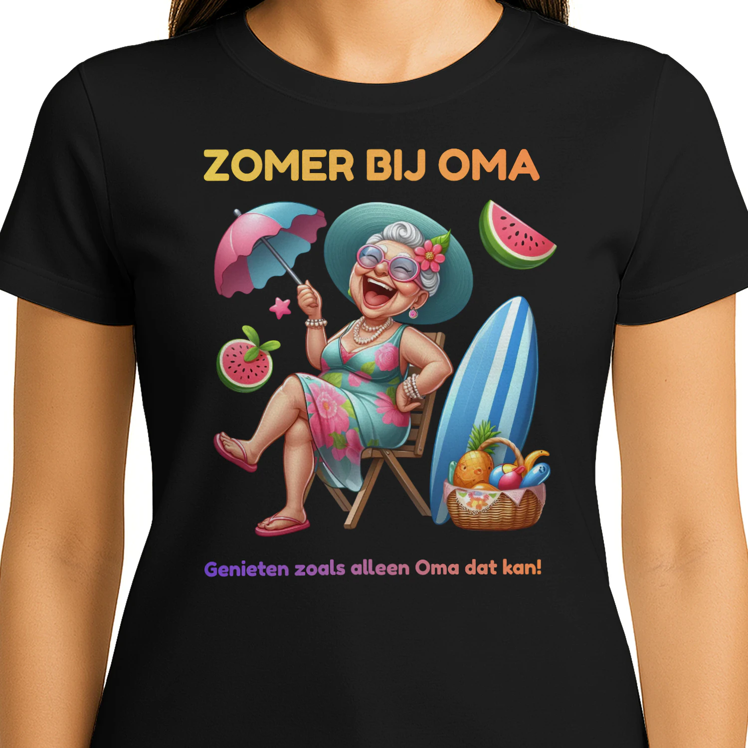 Zomer bij Oma Premium T-Shirt | Grappig Cadeau voor Oma | 100% Katoen