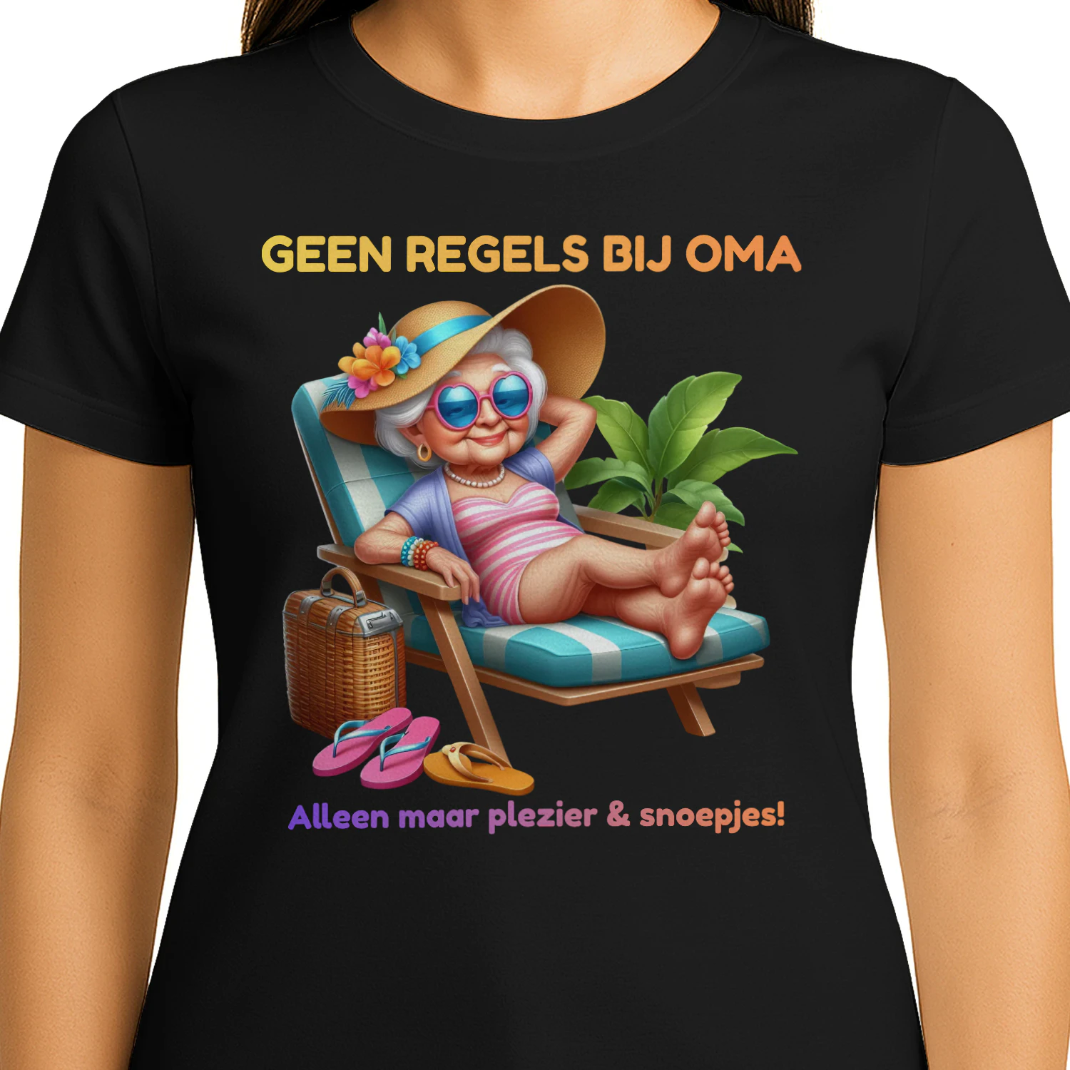 Zomer bij Oma Premium T-Shirt | Grappig Cadeau voor Oma | 100% Katoen