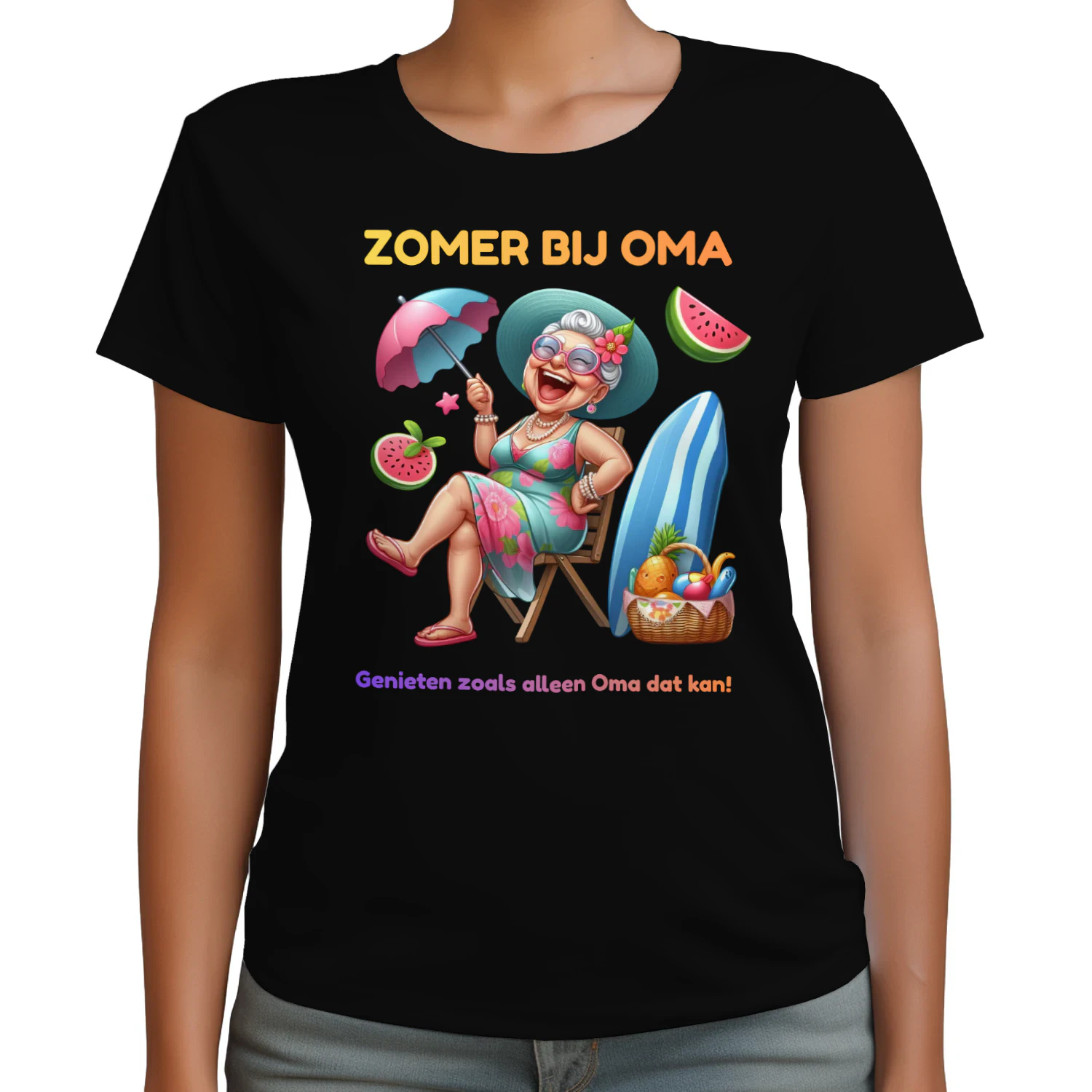 Zomer bij Oma Premium T-Shirt | Grappig Cadeau voor Oma | 100% Katoen