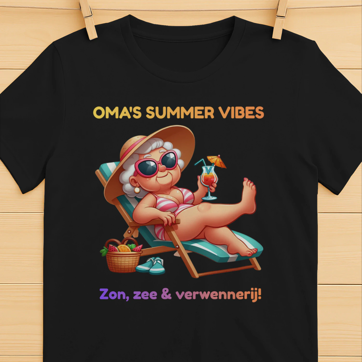 Zomer bij Oma Premium T-Shirt | Grappig Cadeau voor Oma | 100% Katoen
