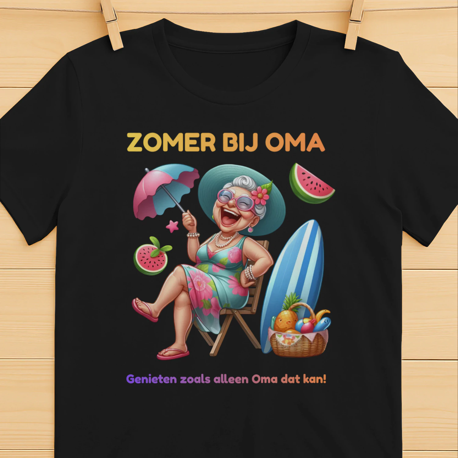 Zomer bij Oma Premium T-Shirt | Grappig Cadeau voor Oma | 100% Katoen
