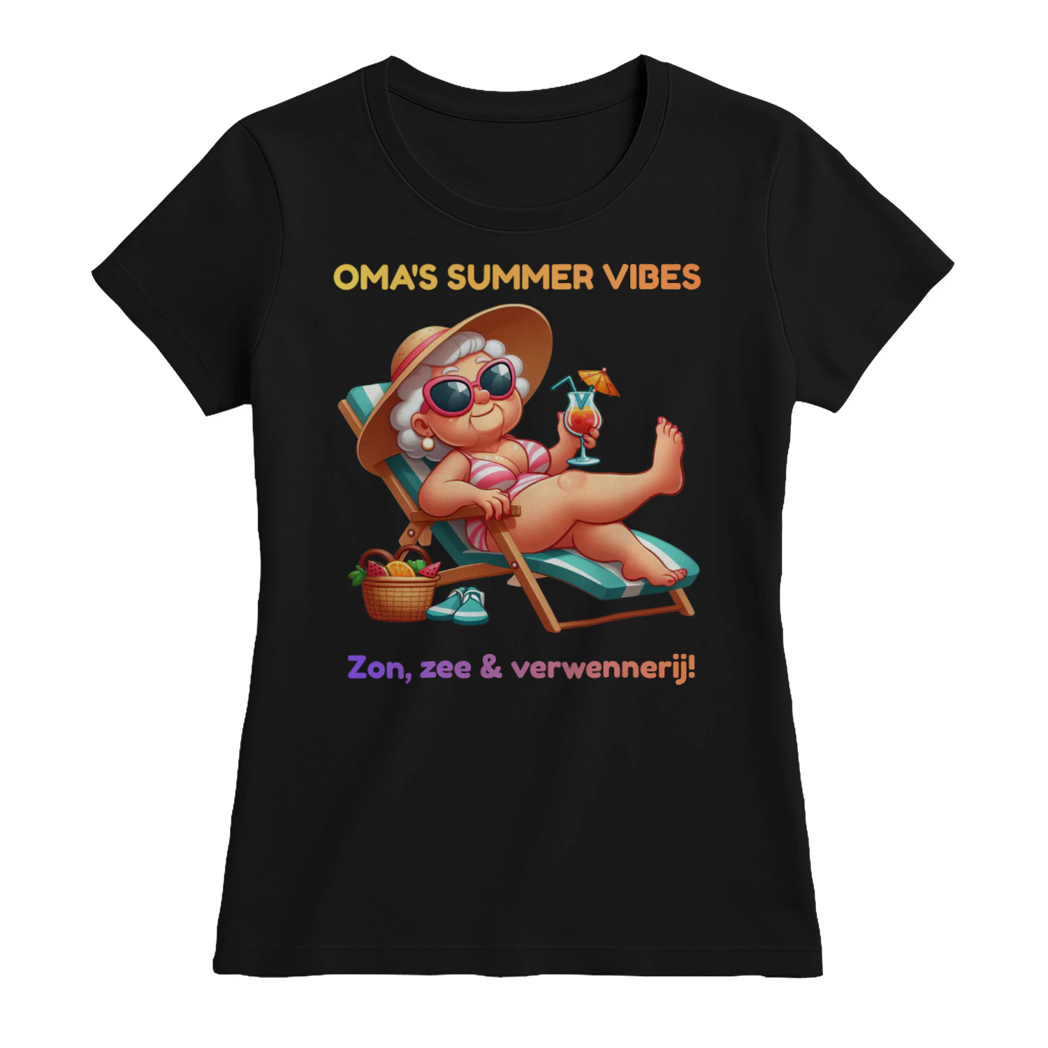 Zomer bij Oma Premium T-Shirt | Grappig Cadeau voor Oma | 100% Katoen