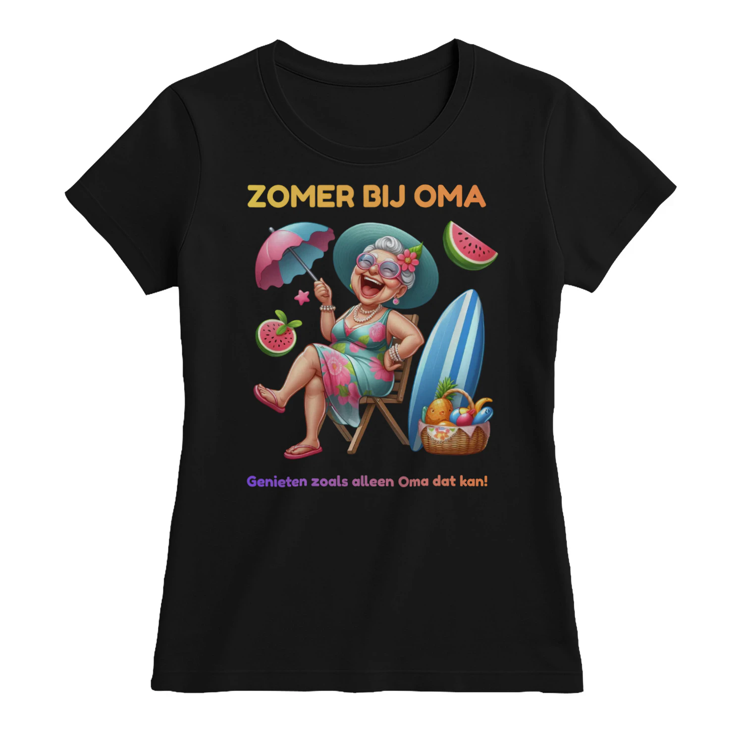 Zomer bij Oma Premium T-Shirt | Grappig Cadeau voor Oma | 100% Katoen