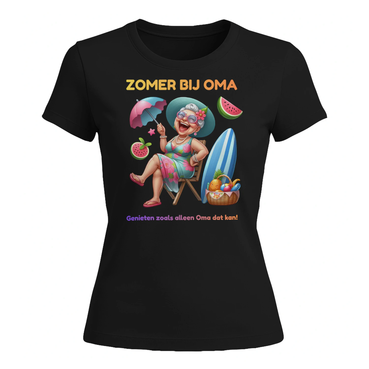Zomer bij Oma Premium T-Shirt | Grappig Cadeau voor Oma | 100% Katoen