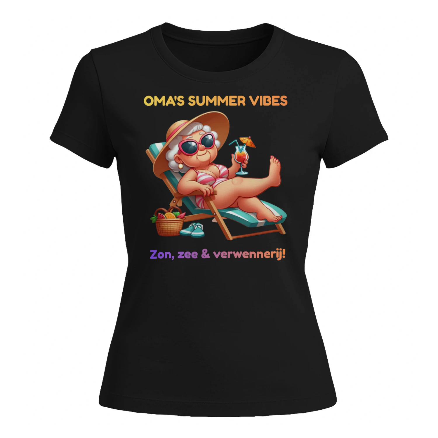 Zomer bij Oma Premium T-Shirt | Grappig Cadeau voor Oma | 100% Katoen