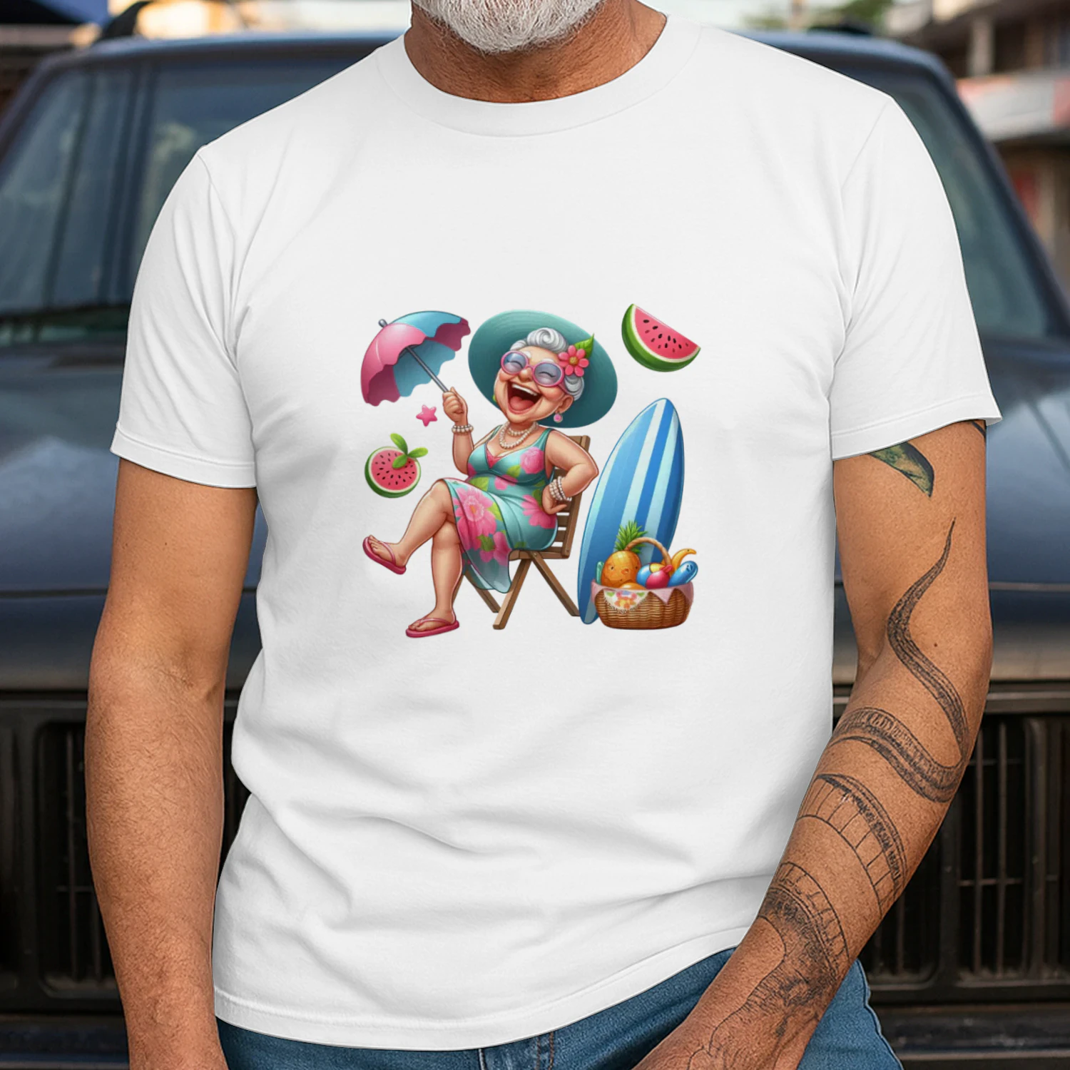Funny Summer Old Ladies" Beach & Vacation T-Shirt