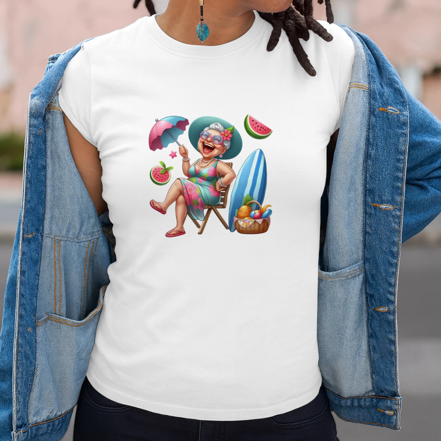 Funny Summer Old Ladies" Beach & Vacation T-Shirt