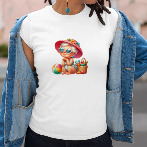 Funny Summer Old Ladies T-Shirt, Sassy Grandma Beach Tee, 