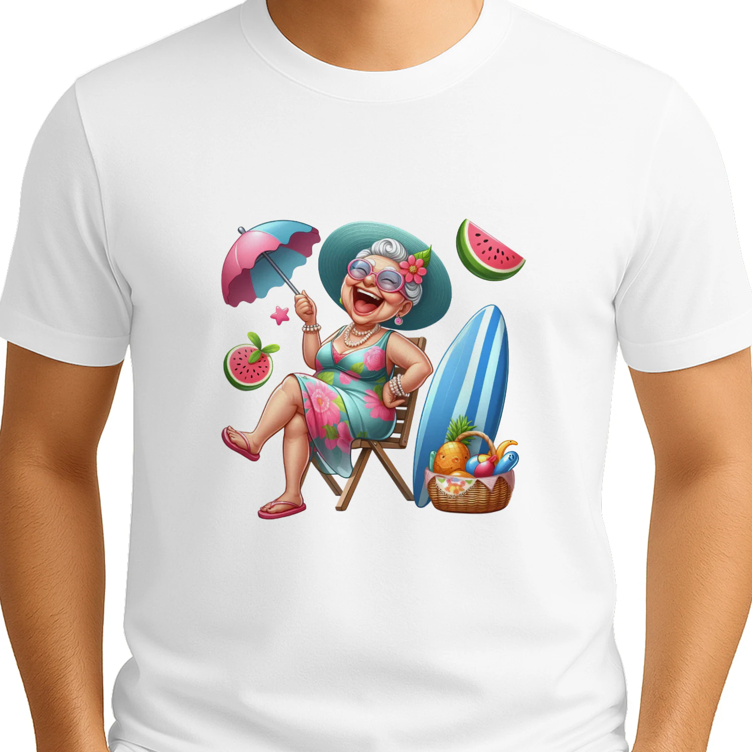 Funny Summer Old Ladies" Beach & Vacation T-Shirt