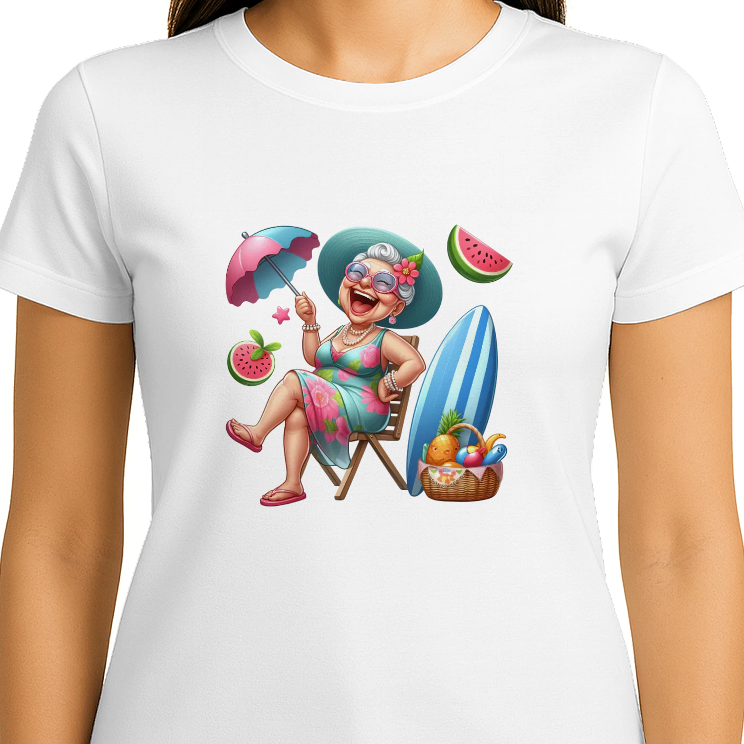 Funny Summer Old Ladies" Beach & Vacation T-Shirt