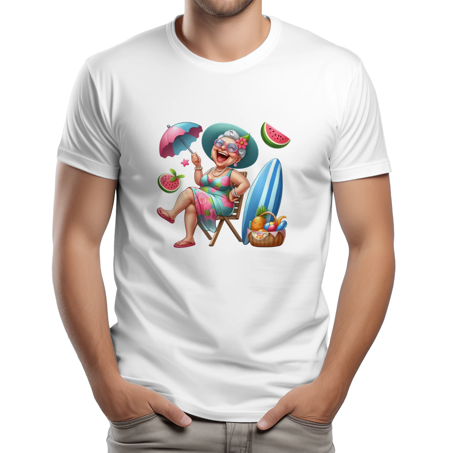 Funny Summer Old Ladies" Beach & Vacation T-Shirt