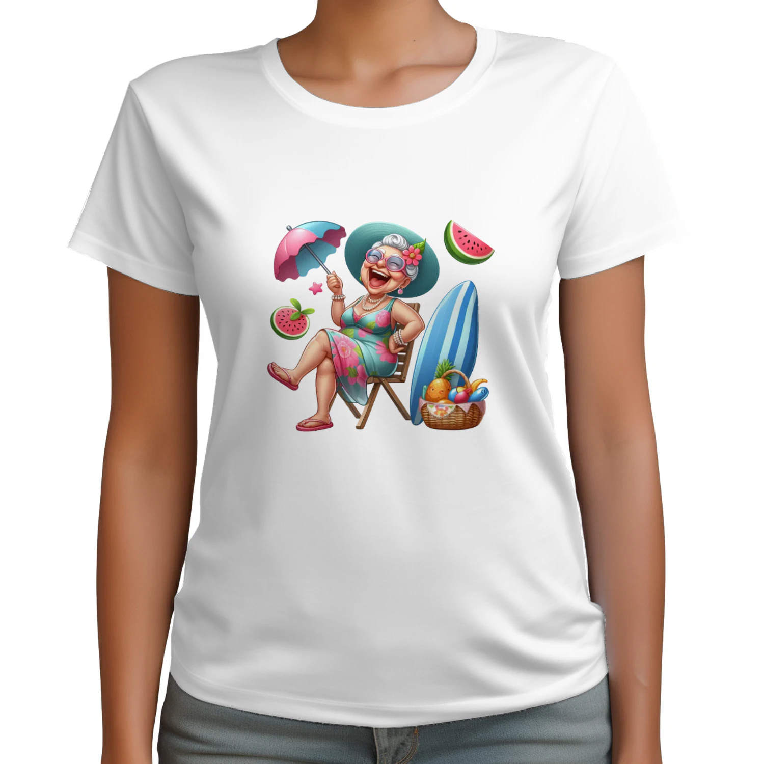 Funny Summer Old Ladies" Beach & Vacation T-Shirt
