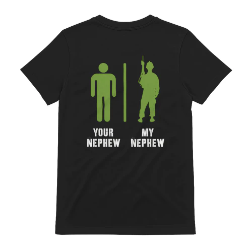 Your Nephew My Nephew Proud Military Soldier Veteran Icon T-Shirt (BACK PRINT)