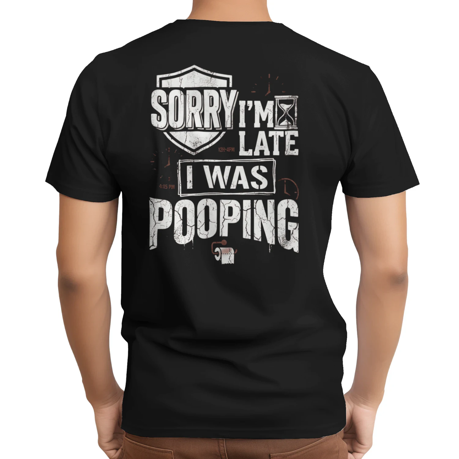 ISorry I'm Late I Was Pooping T-shirt (BACK PRINT) (1)