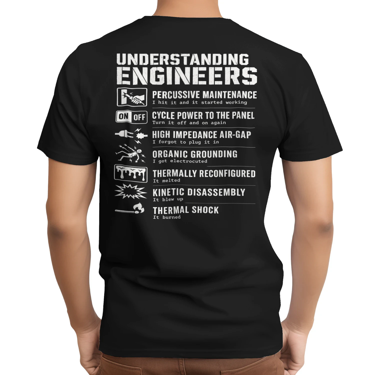 Understanding Engineers Back Print T-Shirt Funny Engineer Humor Graphic Tee