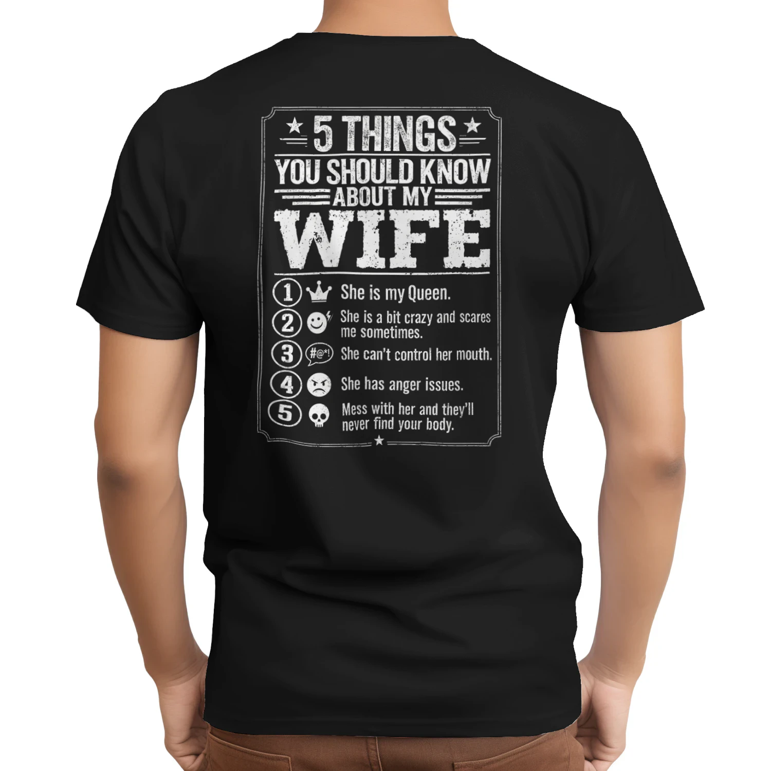 5 Things About My Wife Shirt, Husband Best T-Shirt (BACK PRINT) (1)