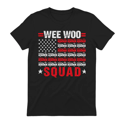 Top Wee Woo Squad Fire Truck America Flag T-Shirt