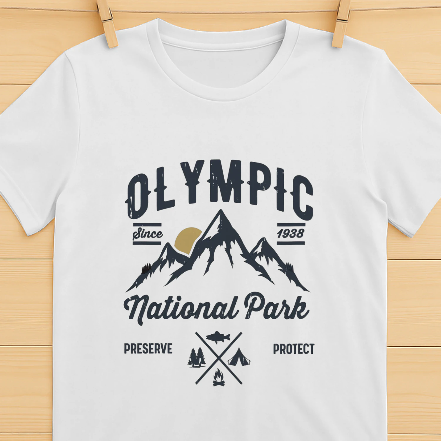 Olympic National Park Washington Tee  Vintage Mountains & Coastal Hiking Shirt