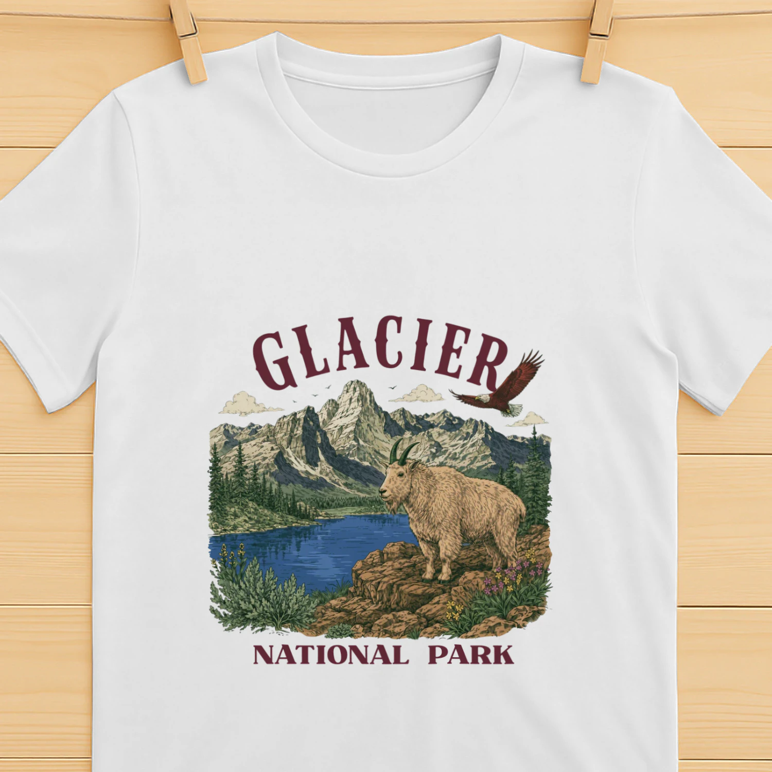 Vintage Glacier National Park Shirt  Retro Montana Mountain Hiking Graphic Tee