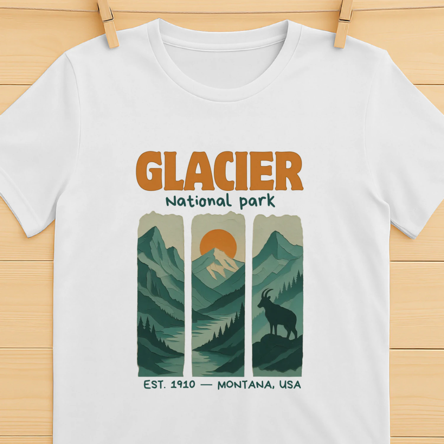 Vintage Glacier National Park Shirt  Retro Montana Hiking Graphic Tee