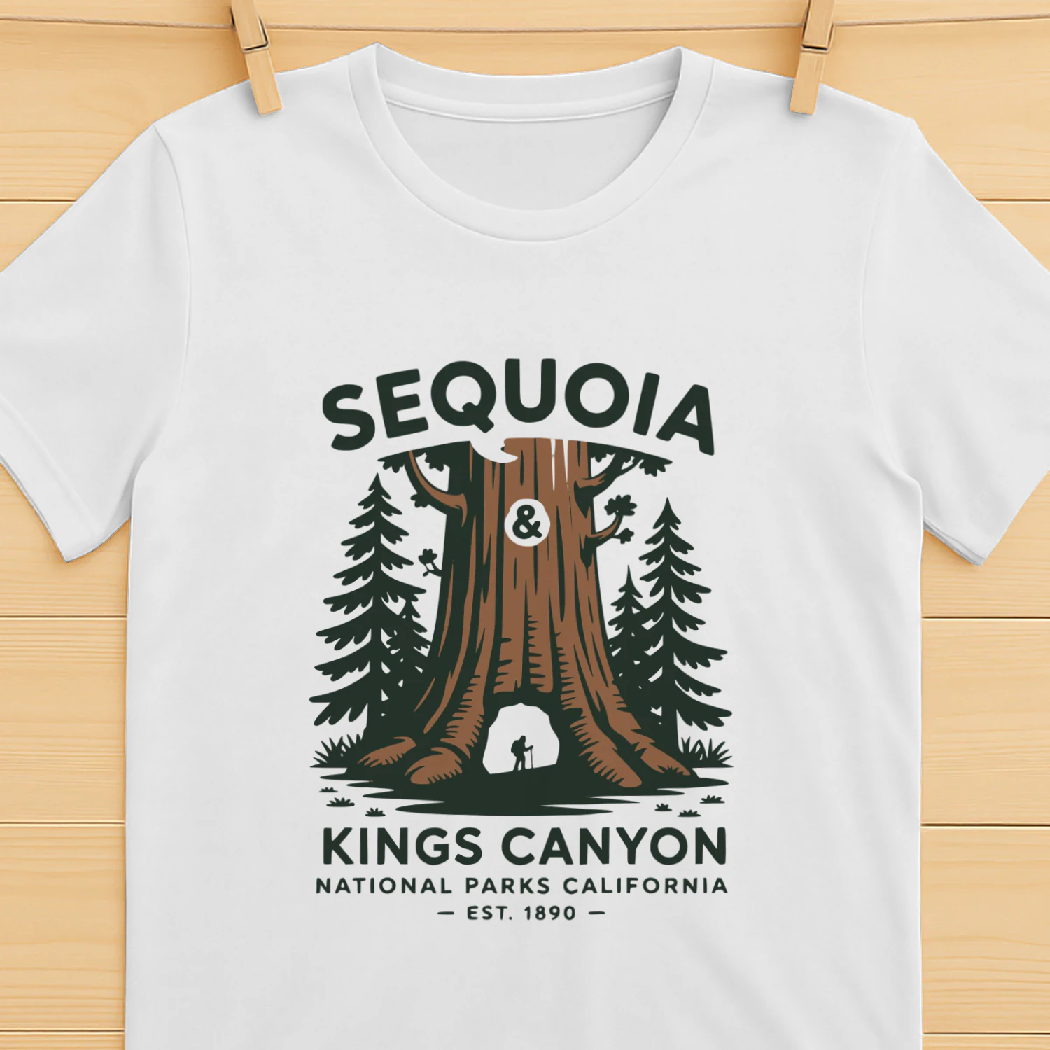Minimalist Sequoia National Park Trees T-Shirt – California Hiker & Camper Graphic Tee