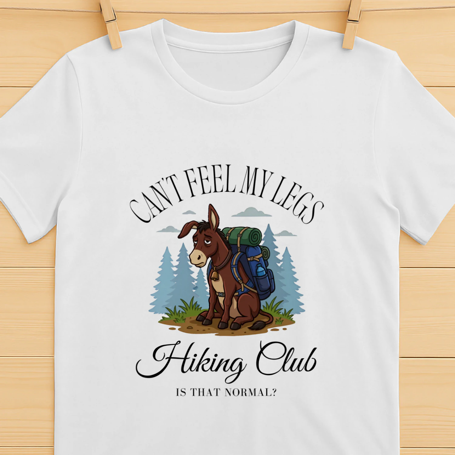 Funny Hiking Club Shirt  Retro Tired Donkey Hiker Graphic Tee
