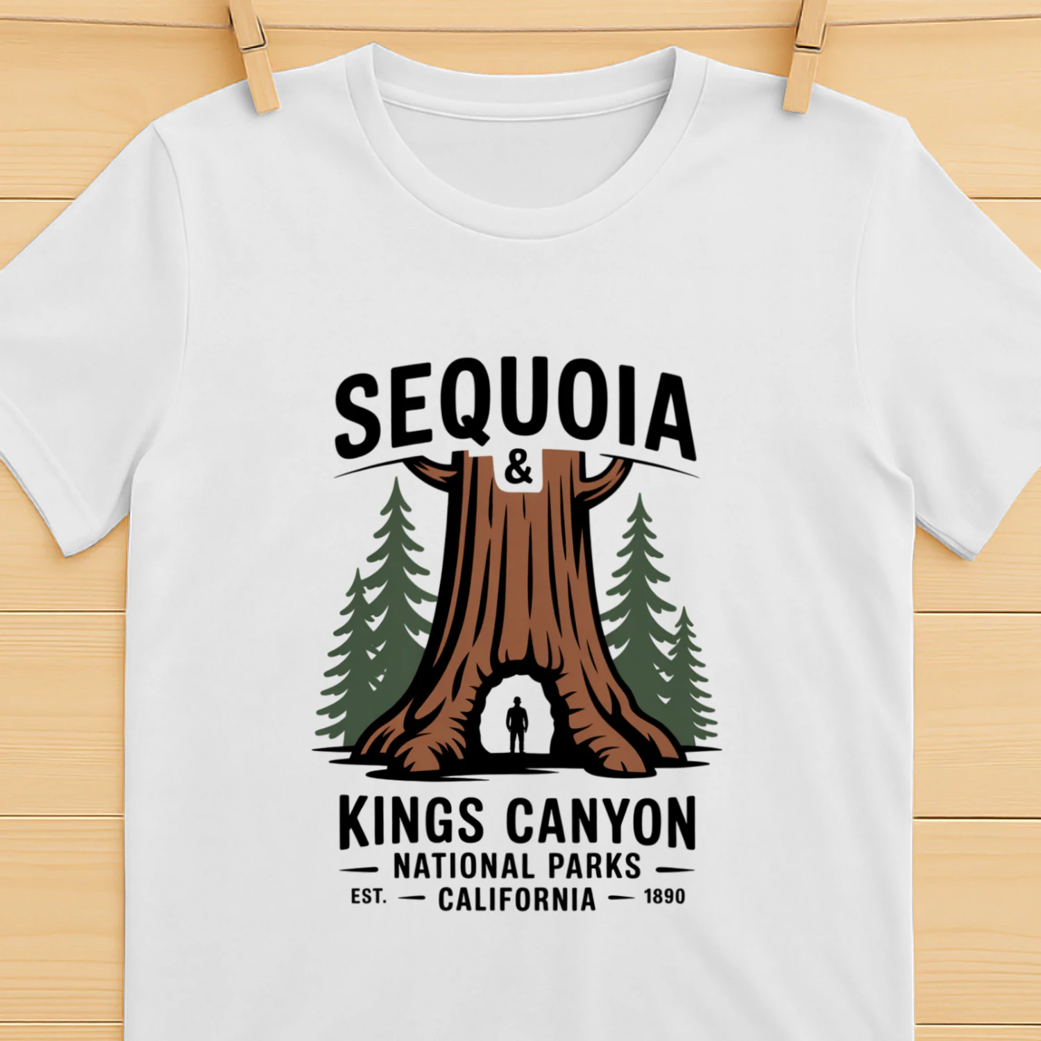 Retro Sequoia California National Park T-Shirt – High Sierra Wilderness Adventure Tee