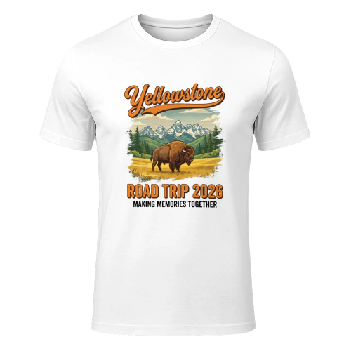 Yellowstone National Park Road Trip 2026 Art _ Retro Bison & Mountain Vacation Graphic
