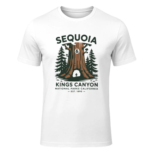 Minimalist Sequoia National Park Trees T-Shirt – California Hiker & Camper Graphic Tee