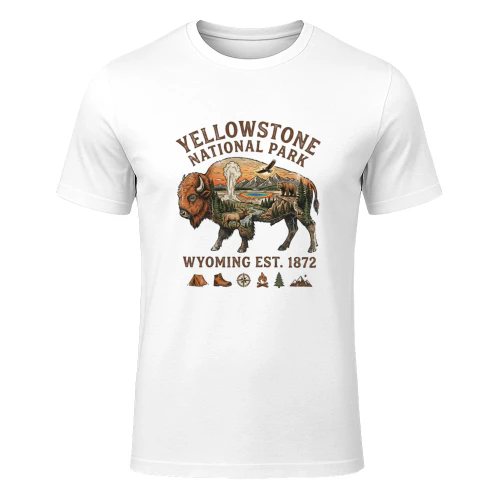 Vintage Yellowstone National Park Shirt  Retro Wyoming Bison Hiking Graphic Tee