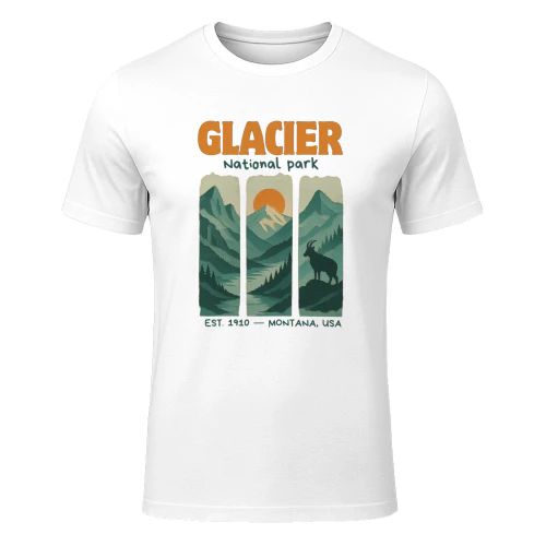 Vintage Glacier National Park Shirt  Retro Montana Hiking Graphic Tee