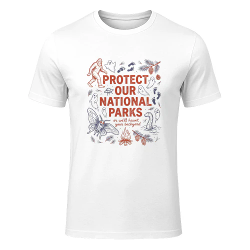 Funny National Parks Ghost & Cryptids Tee  Vintage Spooky Camping & Hiking Wilderness Apparel