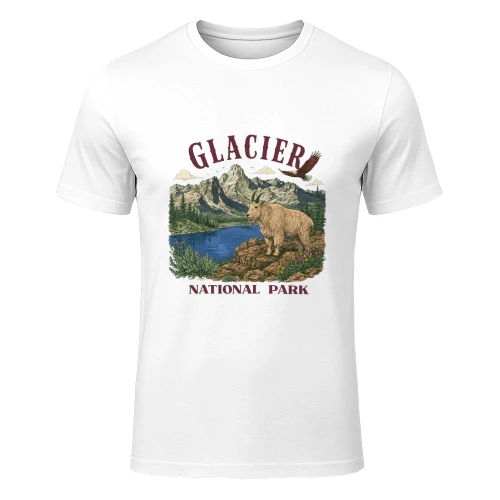 Vintage Glacier National Park Shirt  Retro Montana Mountain Hiking Graphic Tee